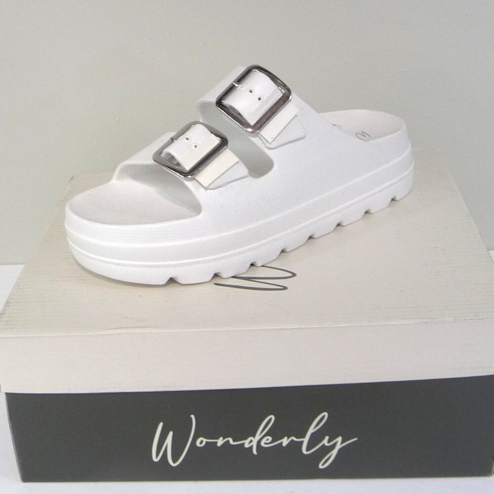 NEW SIZE 7 WHITE SLIDE PLATFORM SANDALS